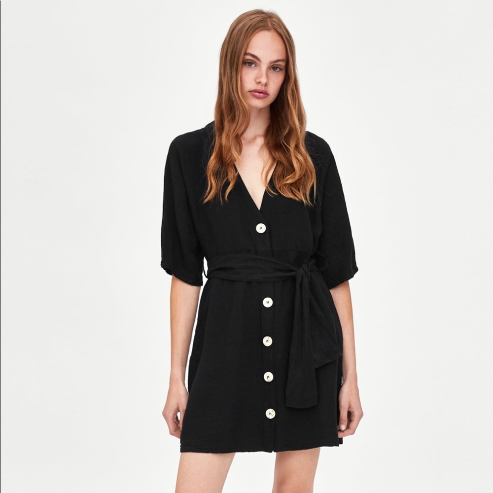 Zara Belted Dress in Black